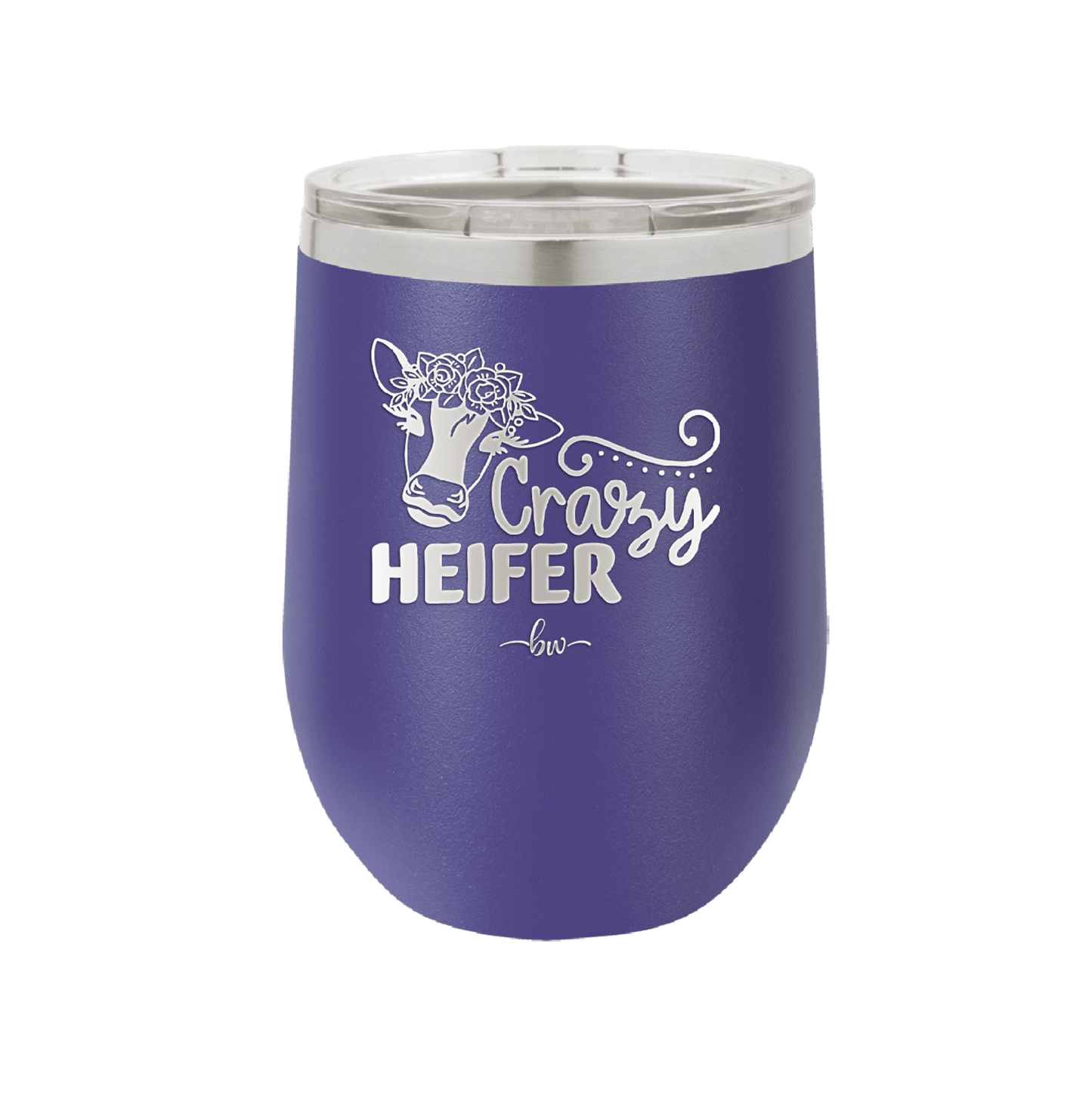Crazy Heifer Floral - Laser Engraved Stainless Steel Drinkware - 1486 -