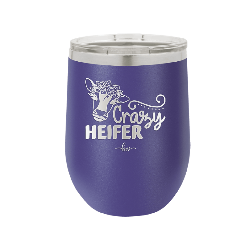 Crazy Heifer Floral - Laser Engraved Stainless Steel Drinkware - 1486 -