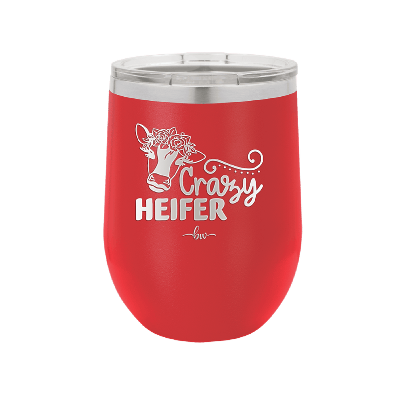 Crazy Heifer Floral - Laser Engraved Stainless Steel Drinkware - 1486 -