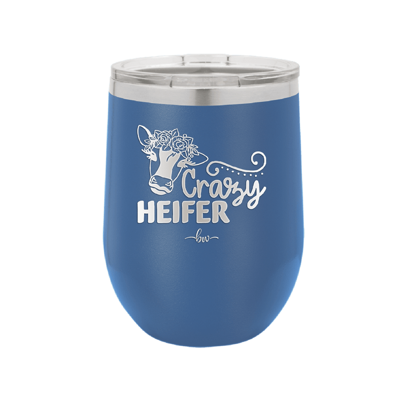 Crazy Heifer Floral - Laser Engraved Stainless Steel Drinkware - 1486 -