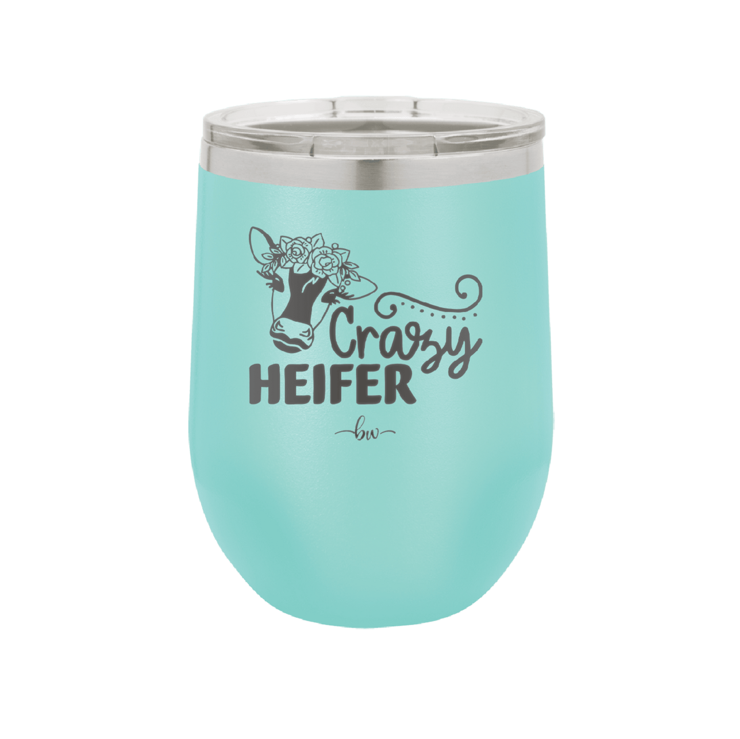 Crazy Heifer Floral - Laser Engraved Stainless Steel Drinkware - 1486 -