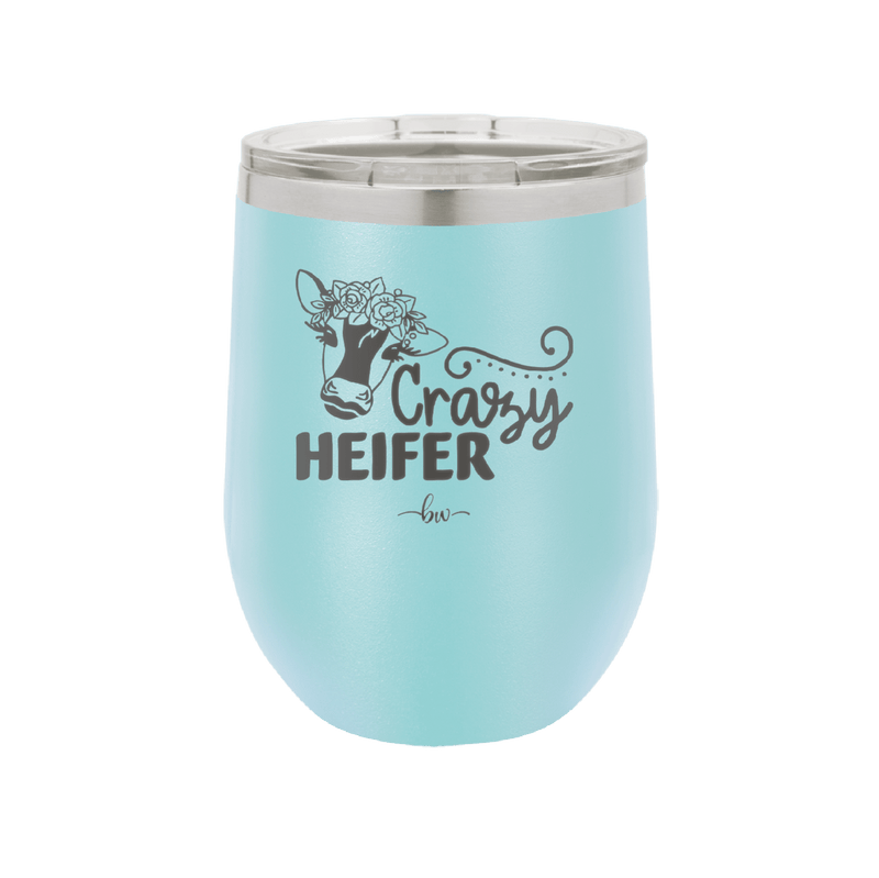Crazy Heifer Floral - Laser Engraved Stainless Steel Drinkware - 1486 -