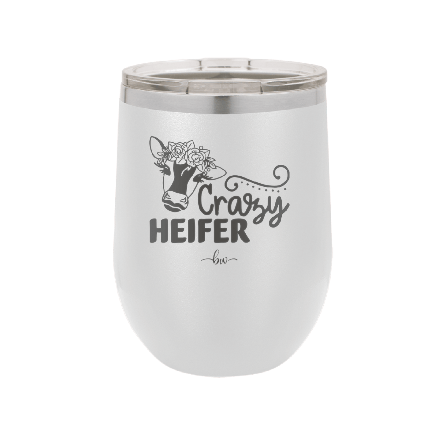 Crazy Heifer Floral - Laser Engraved Stainless Steel Drinkware - 1486 -