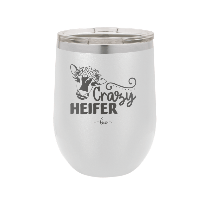 Crazy Heifer Floral - Laser Engraved Stainless Steel Drinkware - 1486 -
