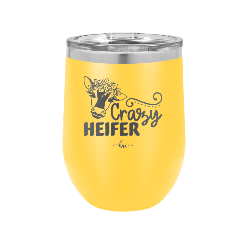Crazy Heifer Floral - Laser Engraved Stainless Steel Drinkware - 1486 -