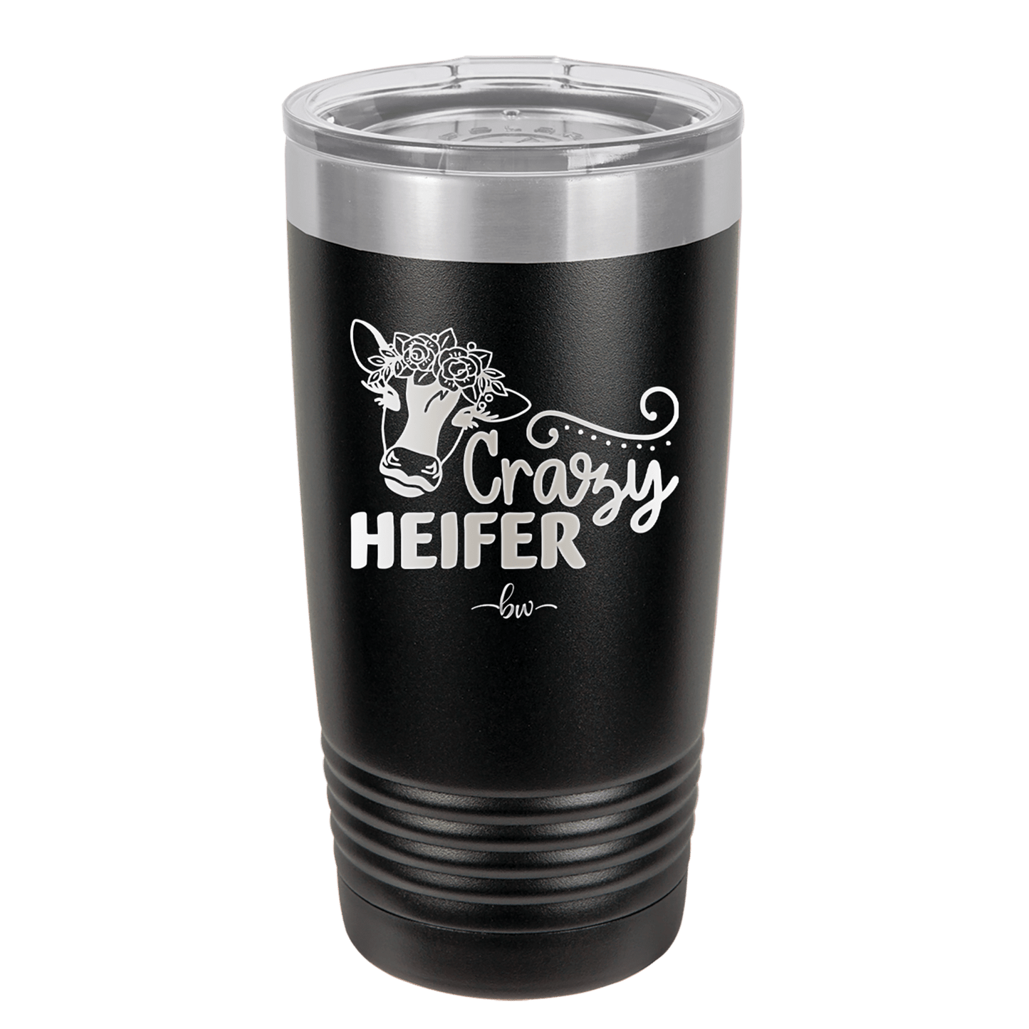 Crazy Heifer Floral - Laser Engraved Stainless Steel Drinkware - 1486 -