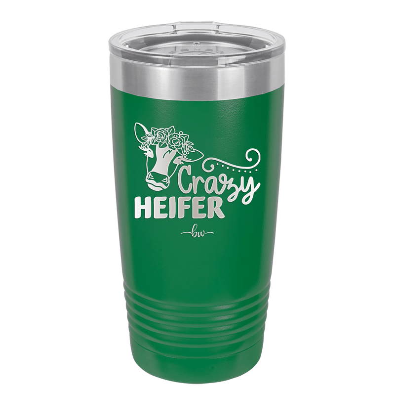 Crazy Heifer Floral - Laser Engraved Stainless Steel Drinkware - 1486 -