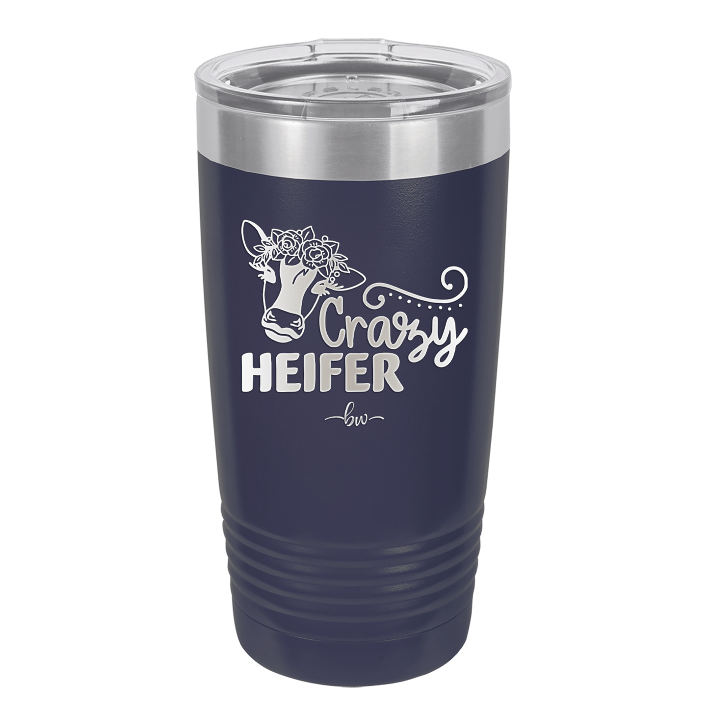 Crazy Heifer Floral - Laser Engraved Stainless Steel Drinkware - 1486 -