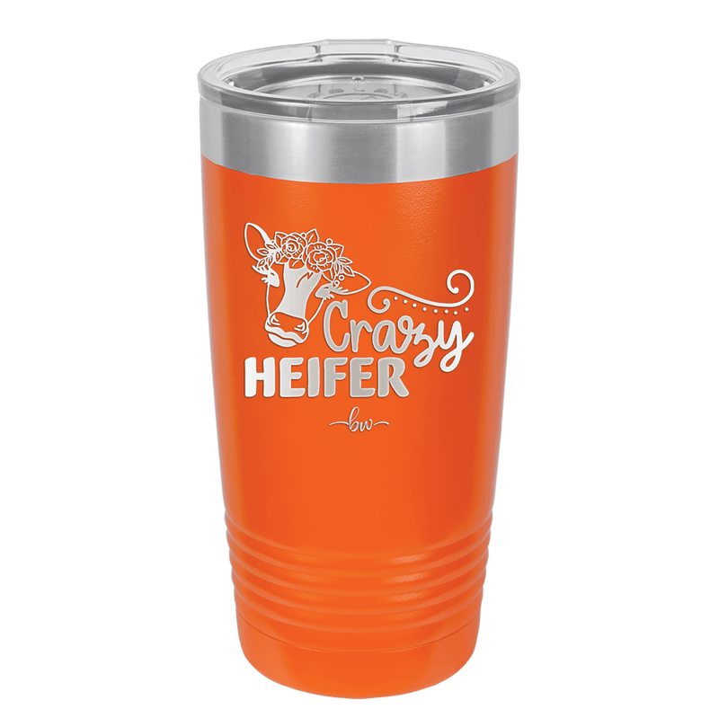 Crazy Heifer Floral - Laser Engraved Stainless Steel Drinkware - 1486 -