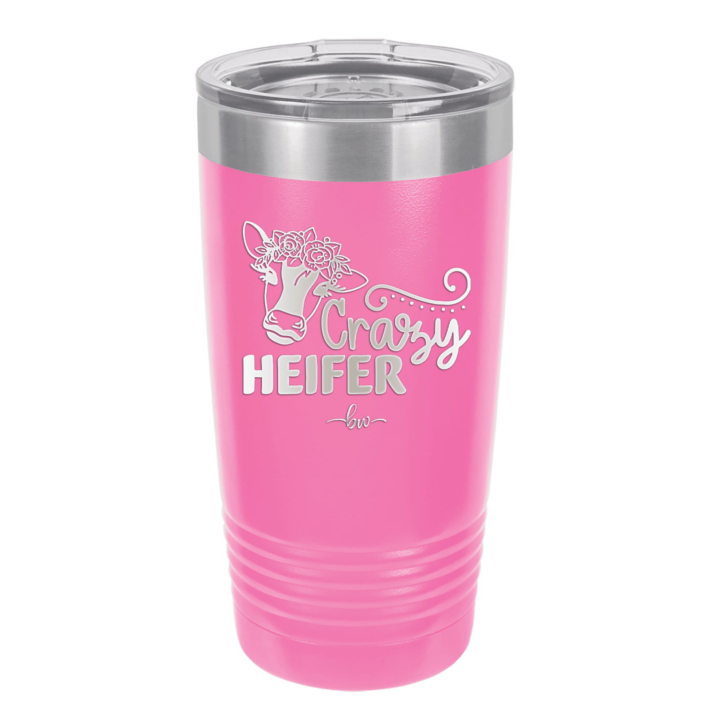 Crazy Heifer Floral - Laser Engraved Stainless Steel Drinkware - 1486 -