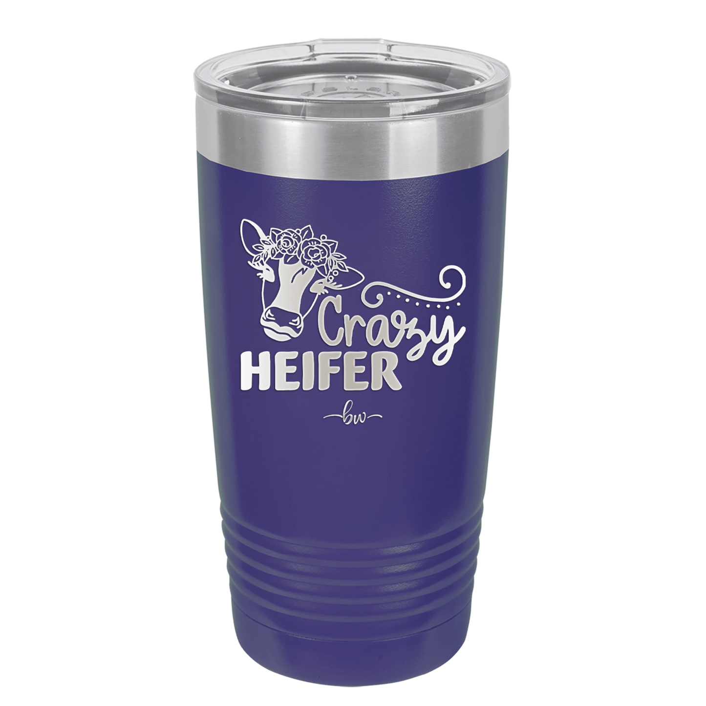 Crazy Heifer Floral - Laser Engraved Stainless Steel Drinkware - 1486 -