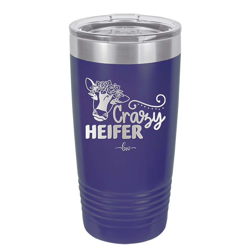 Crazy Heifer Floral - Laser Engraved Stainless Steel Drinkware - 1486 -