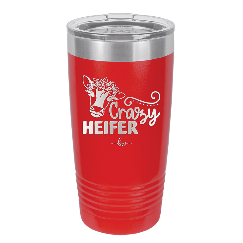 Crazy Heifer Floral - Laser Engraved Stainless Steel Drinkware - 1486 -