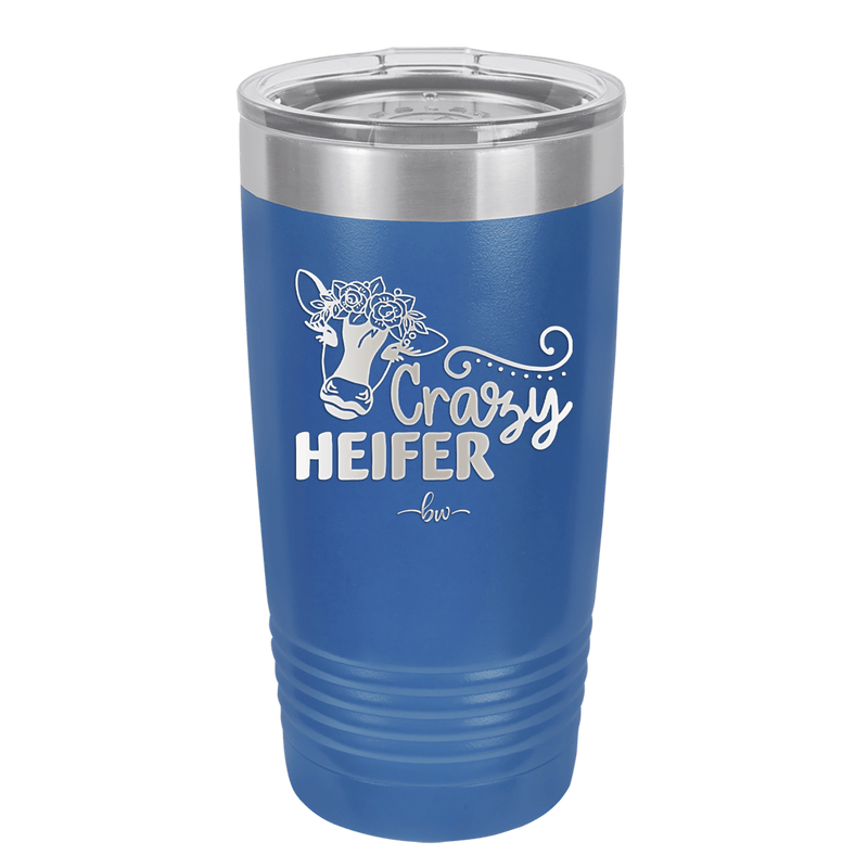 Crazy Heifer Floral - Laser Engraved Stainless Steel Drinkware - 1486 -