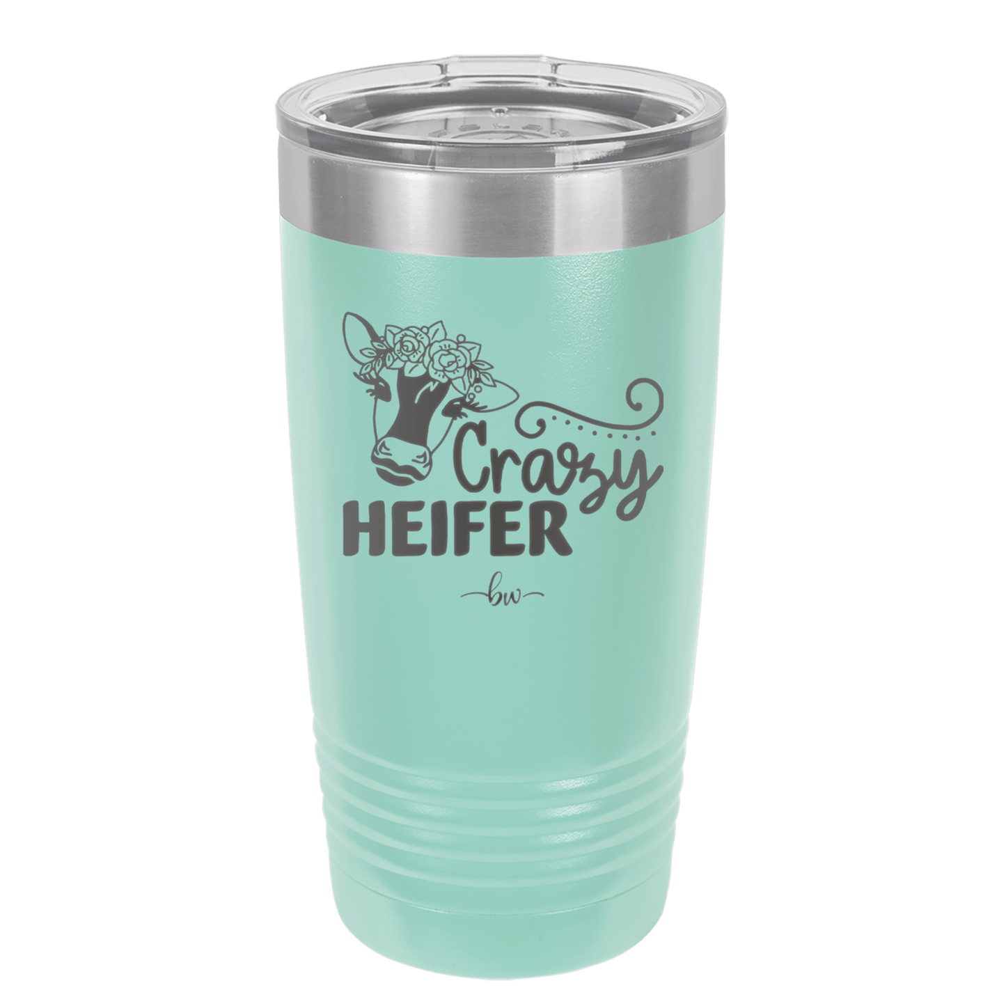 Crazy Heifer Floral - Laser Engraved Stainless Steel Drinkware - 1486 -