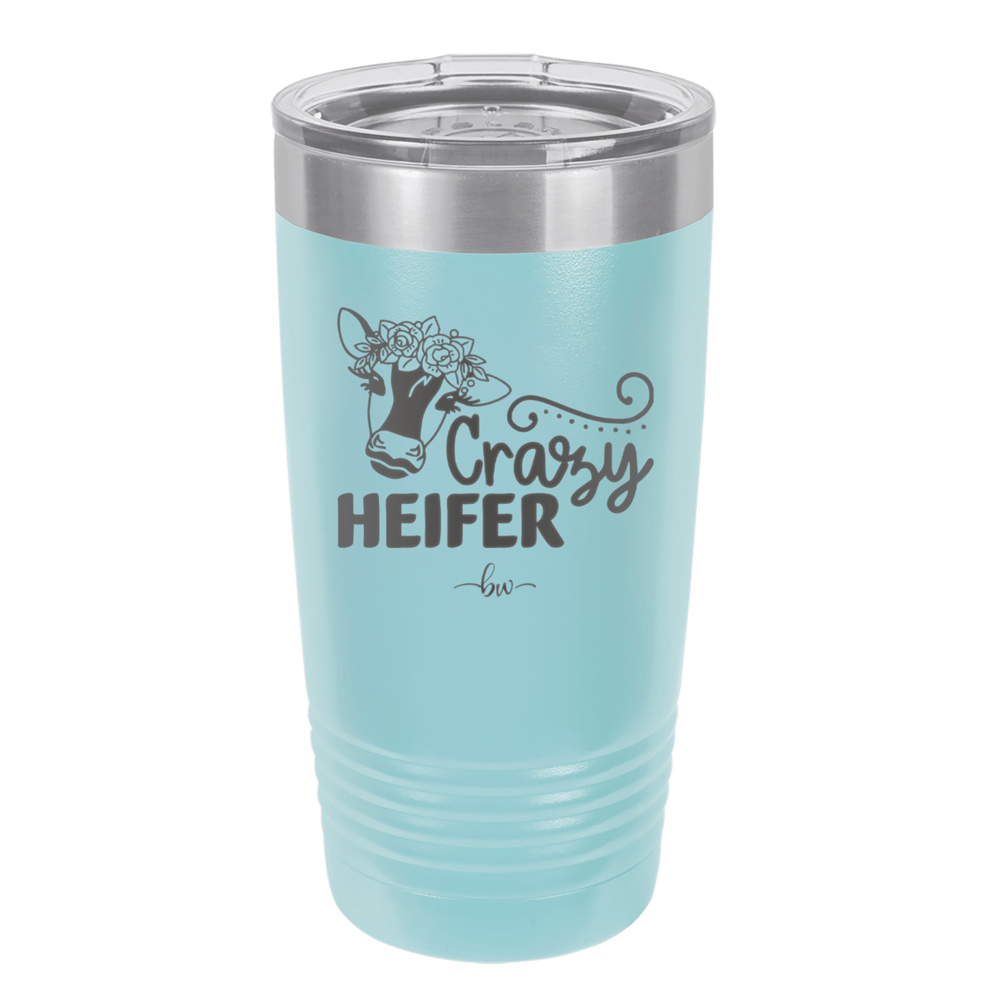 Crazy Heifer Floral - Laser Engraved Stainless Steel Drinkware - 1486 -