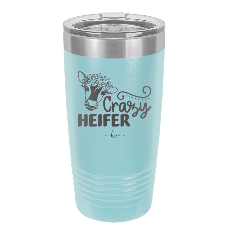Crazy Heifer Floral - Laser Engraved Stainless Steel Drinkware - 1486 -