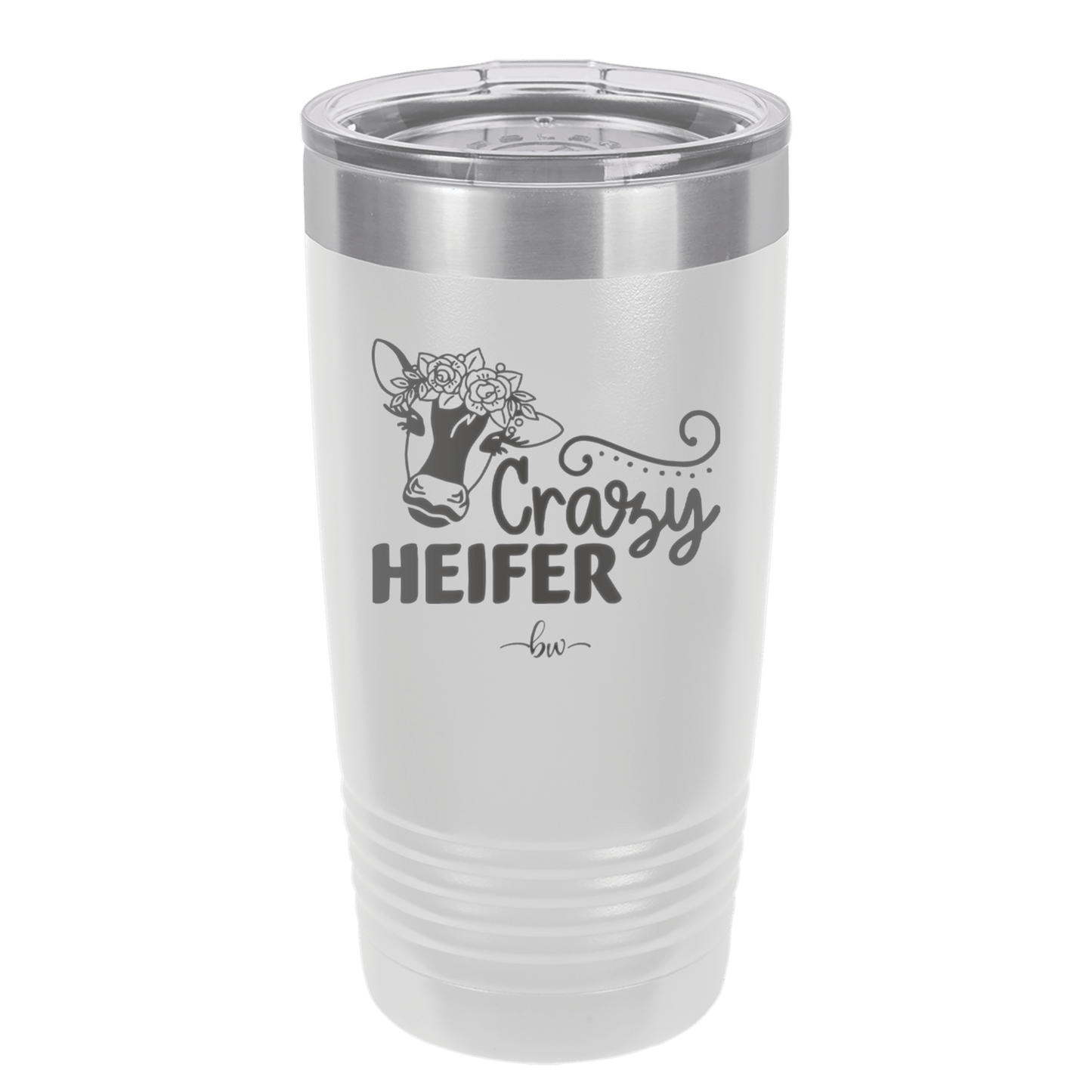 Crazy Heifer Floral - Laser Engraved Stainless Steel Drinkware - 1486 -