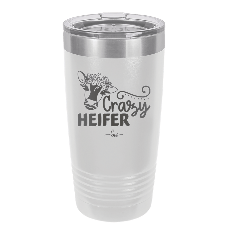 Crazy Heifer Floral - Laser Engraved Stainless Steel Drinkware - 1486 -