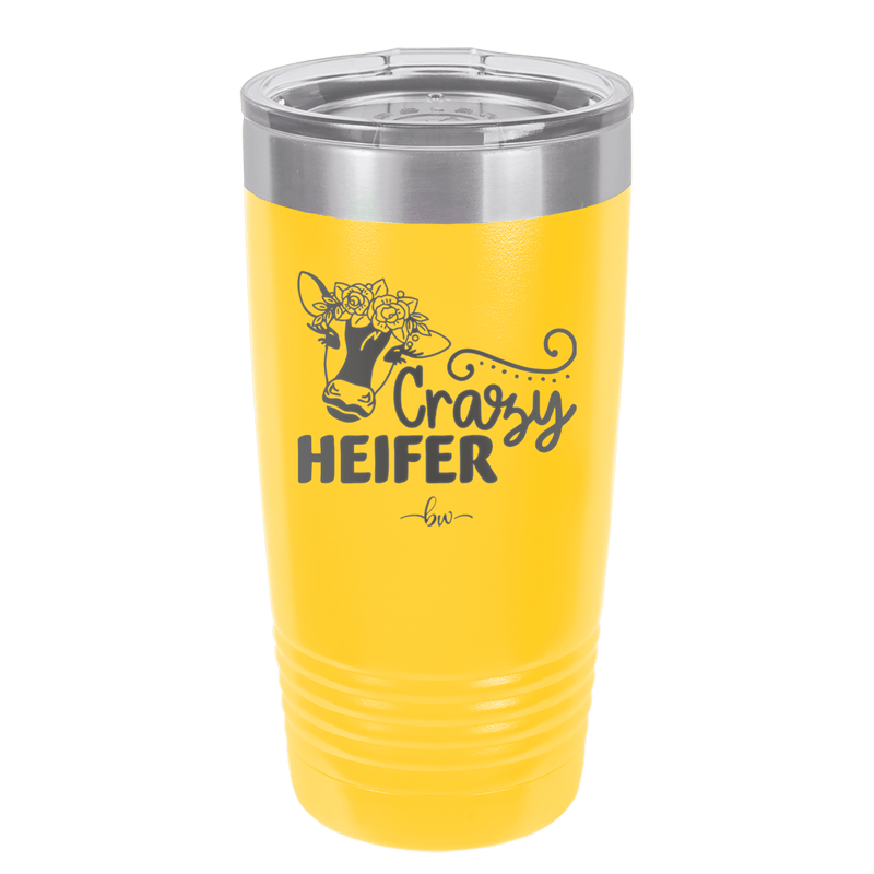 Crazy Heifer Floral - Laser Engraved Stainless Steel Drinkware - 1486 -