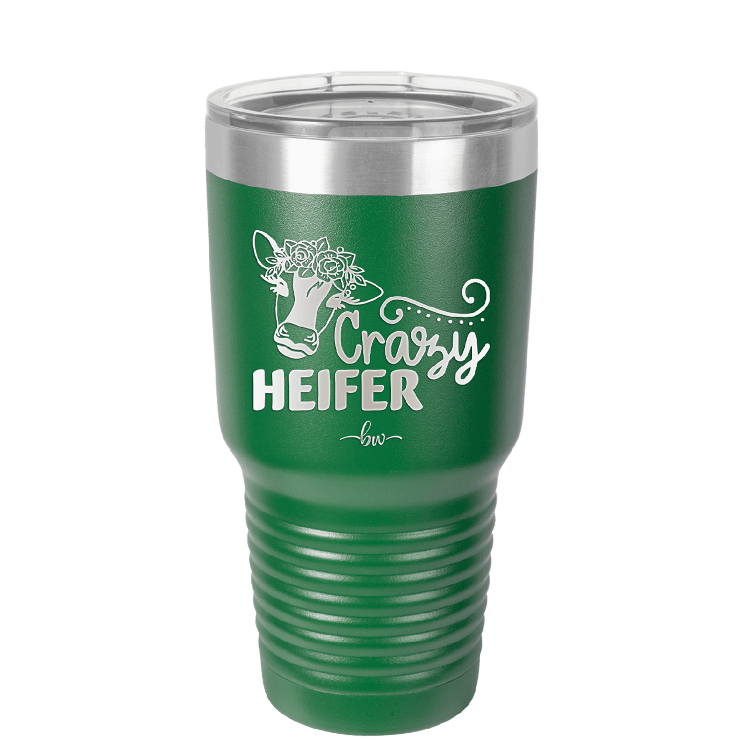 Crazy Heifer Floral - Laser Engraved Stainless Steel Drinkware - 1486 -