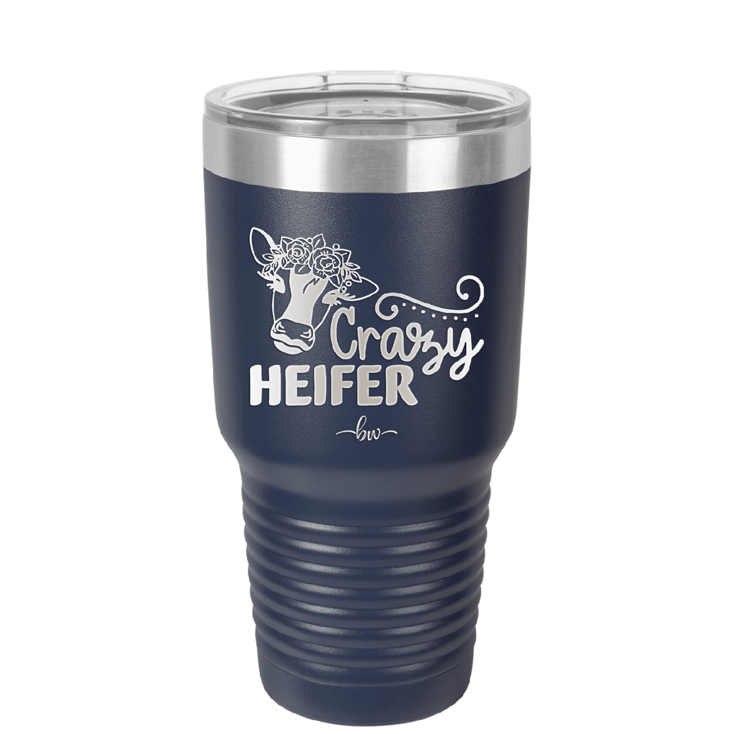 Crazy Heifer Floral - Laser Engraved Stainless Steel Drinkware - 1486 -