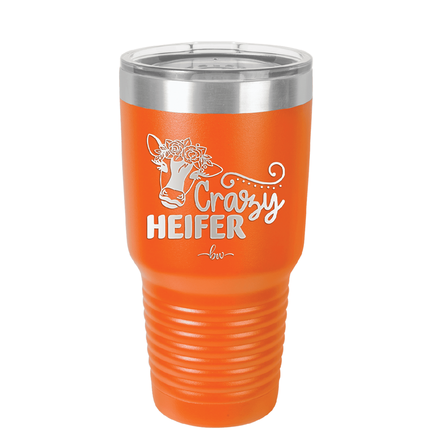 Crazy Heifer Floral - Laser Engraved Stainless Steel Drinkware - 1486 -