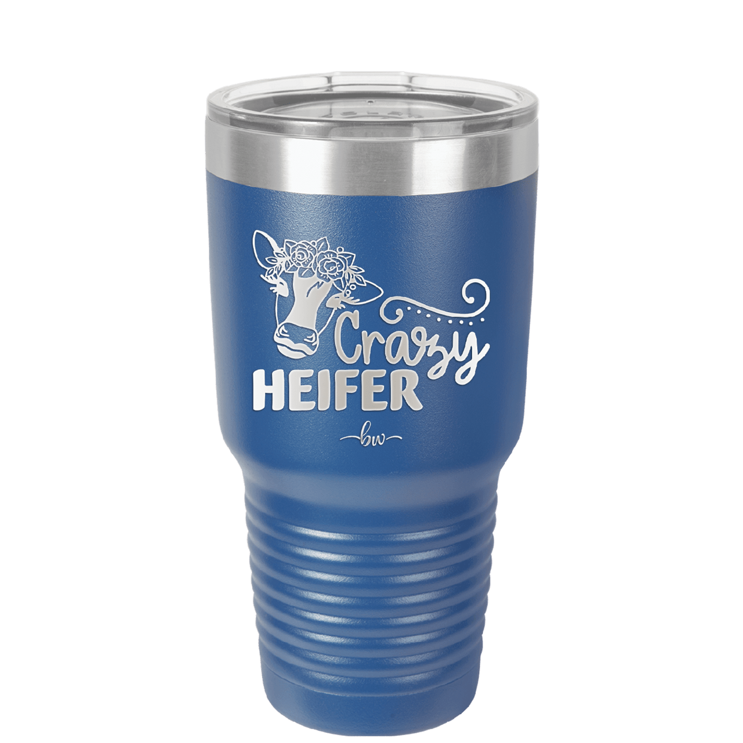 Crazy Heifer Floral - Laser Engraved Stainless Steel Drinkware - 1486 -