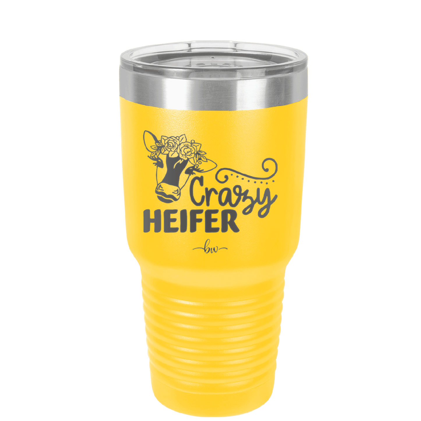 Crazy Heifer Floral - Laser Engraved Stainless Steel Drinkware - 1486 -