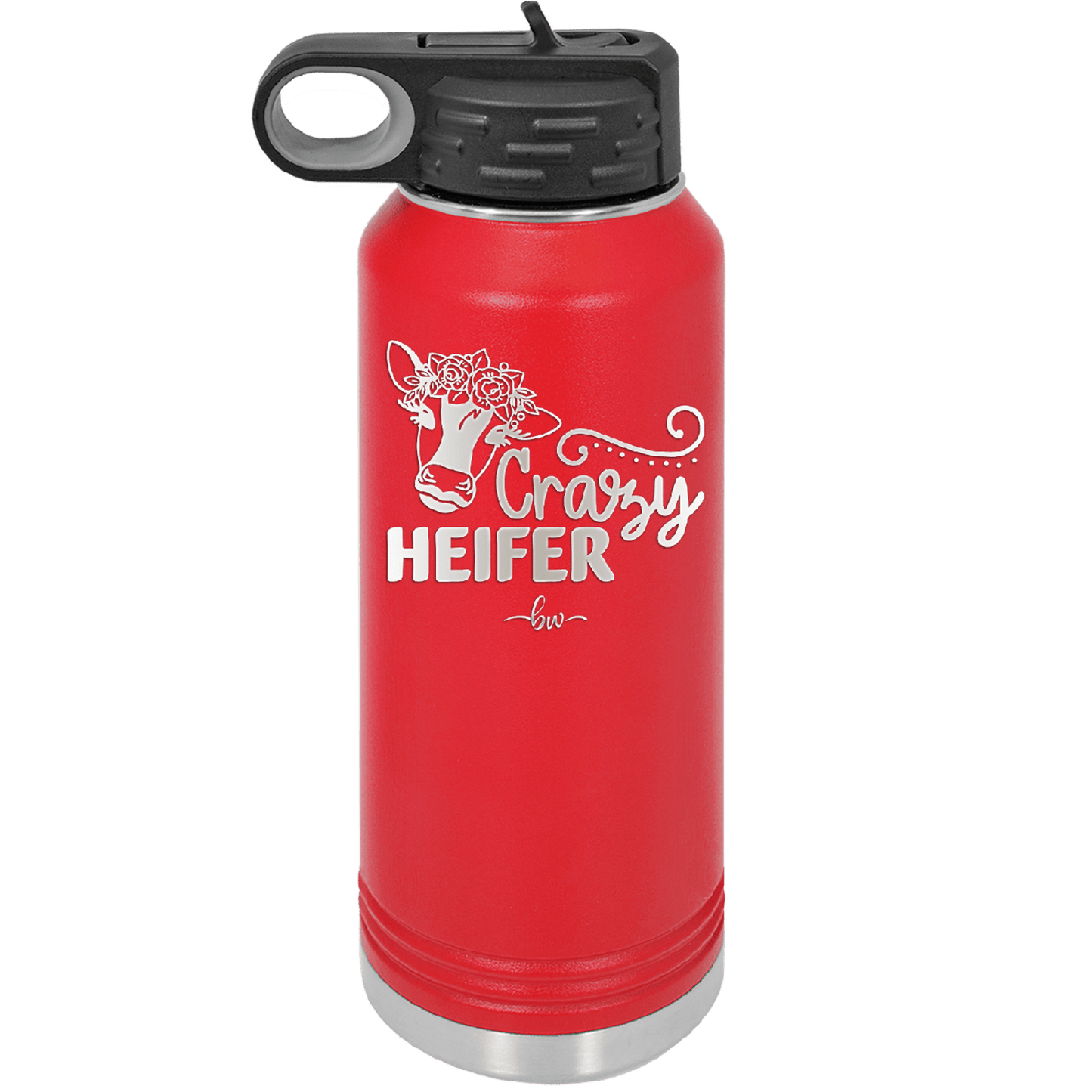 Crazy Heifer Floral - Laser Engraved Stainless Steel Drinkware - 1486 -