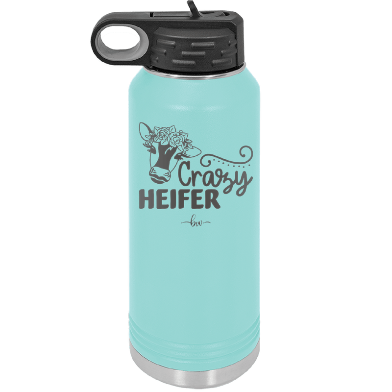 Crazy Heifer Floral - Laser Engraved Stainless Steel Drinkware - 1486 -