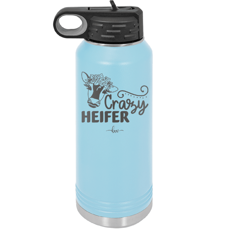 Crazy Heifer Floral - Laser Engraved Stainless Steel Drinkware - 1486 -
