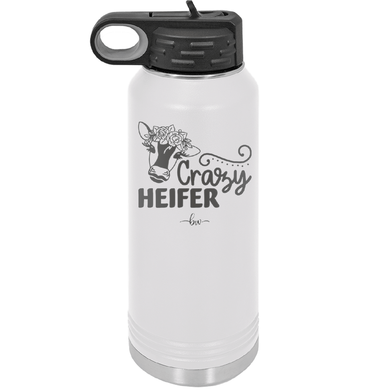 Crazy Heifer Floral - Laser Engraved Stainless Steel Drinkware - 1486 -