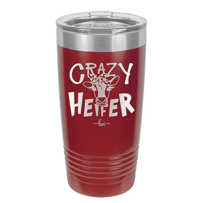 Crazy Heifer Polka Dots - Laser Engraved Stainless Steel Drinkware - 1487 -