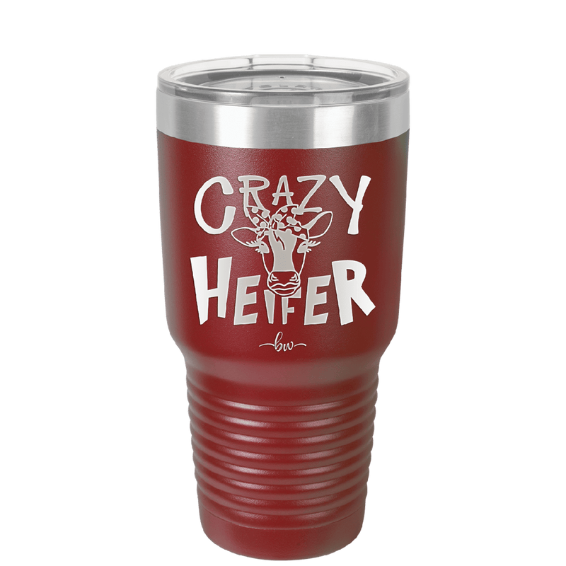 Crazy Heifer Polka Dots - Laser Engraved Stainless Steel Drinkware - 1487 -