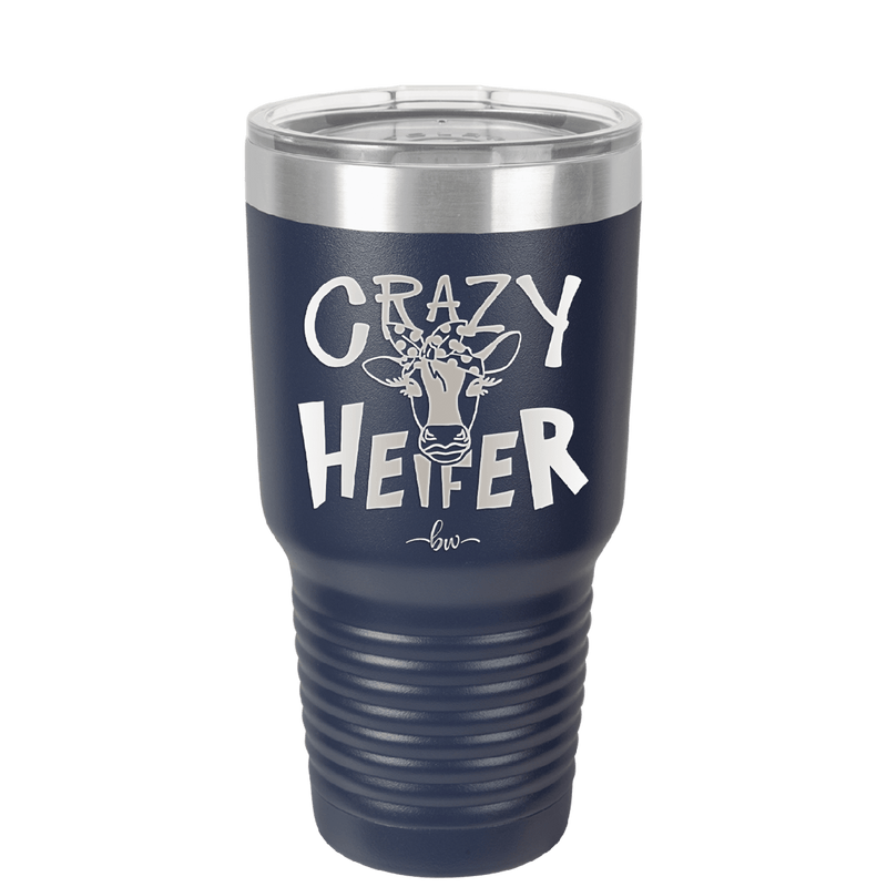Crazy Heifer Polka Dots - Laser Engraved Stainless Steel Drinkware - 1487 -
