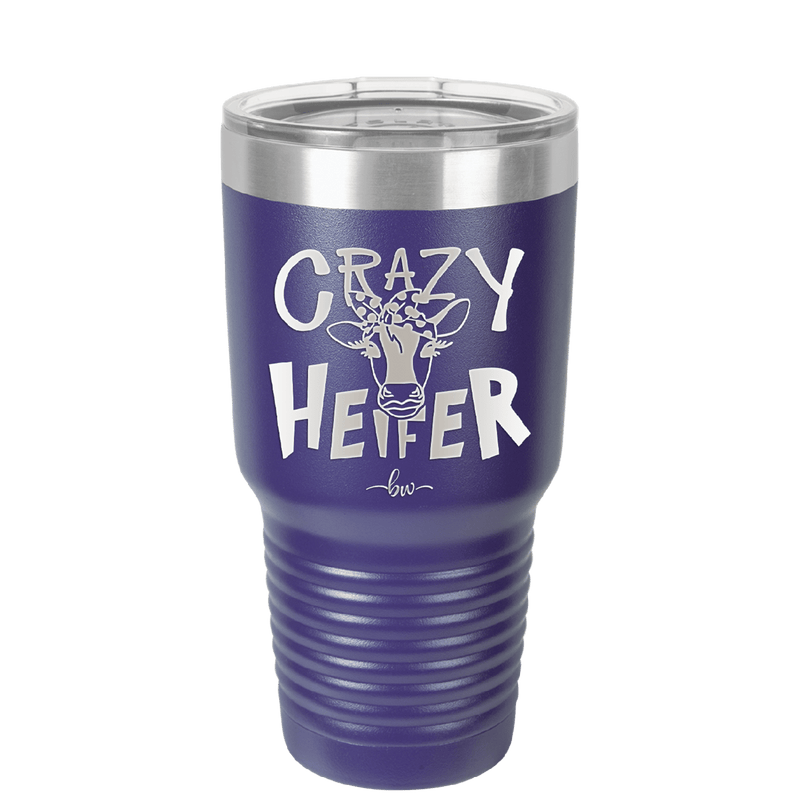 Crazy Heifer Polka Dots - Laser Engraved Stainless Steel Drinkware - 1487 -