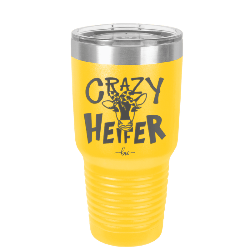 Crazy Heifer Polka Dots - Laser Engraved Stainless Steel Drinkware - 1487 -
