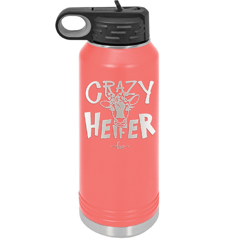 Crazy Heifer Polka Dots - Laser Engraved Stainless Steel Drinkware - 1487 -