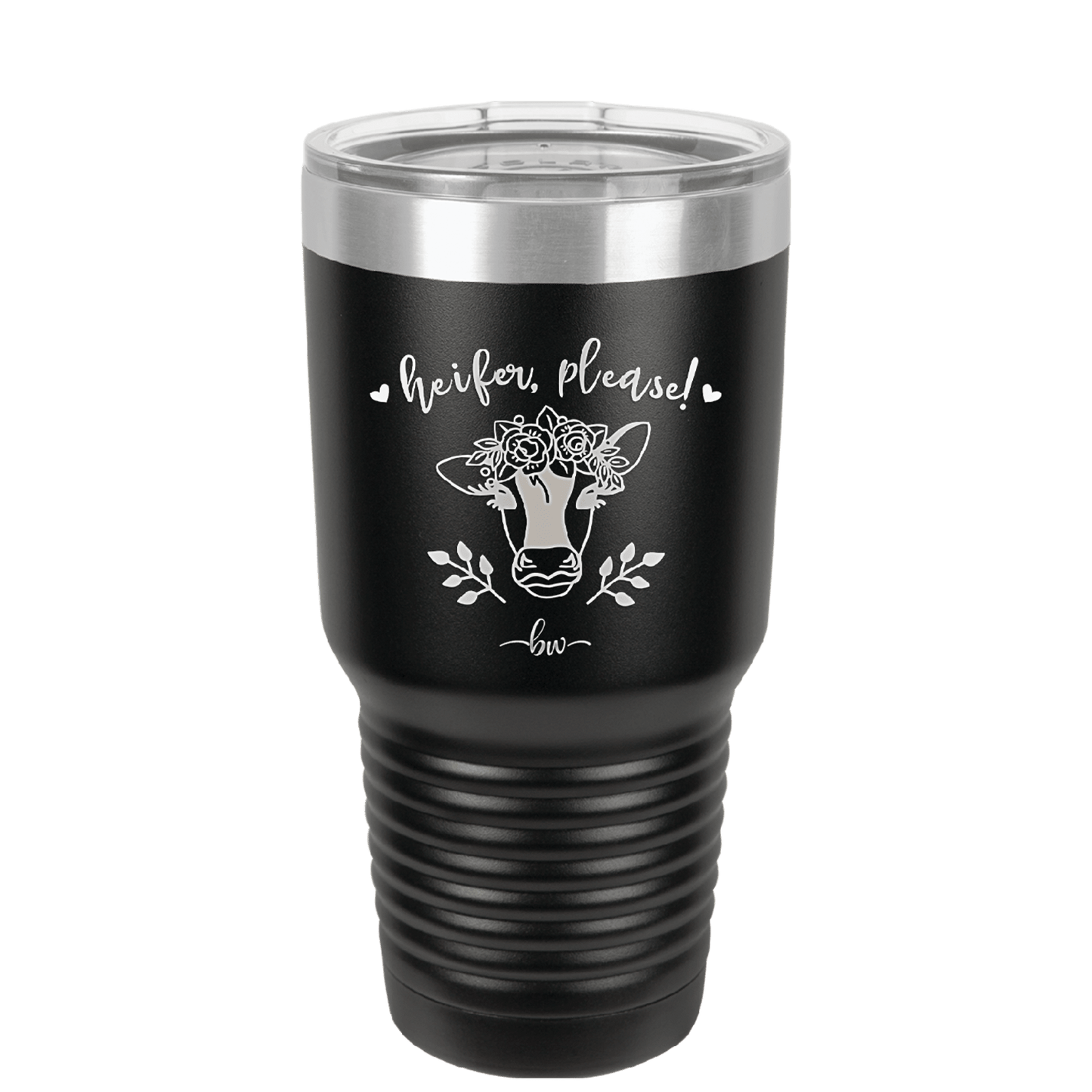 Heifer Please Floral - Laser Engraved Stainless Steel Drinkware - 1507 -