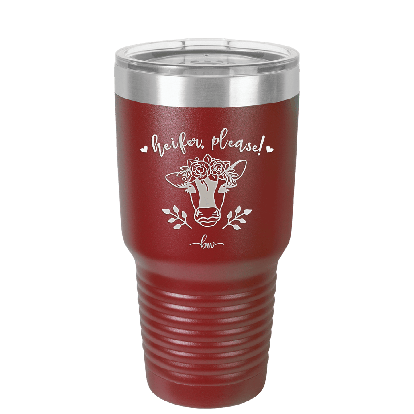 Heifer Please Floral - Laser Engraved Stainless Steel Drinkware - 1507 -