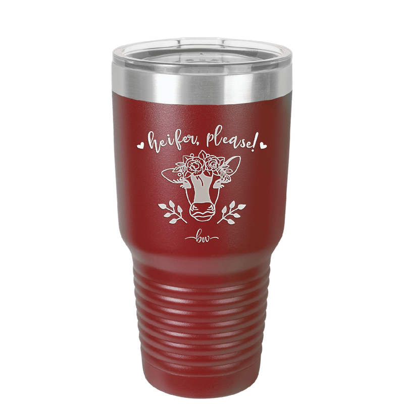 Heifer Please Floral - Laser Engraved Stainless Steel Drinkware - 1507 -