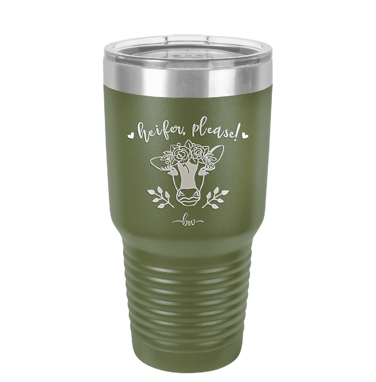 Heifer Please Floral - Laser Engraved Stainless Steel Drinkware - 1507 -