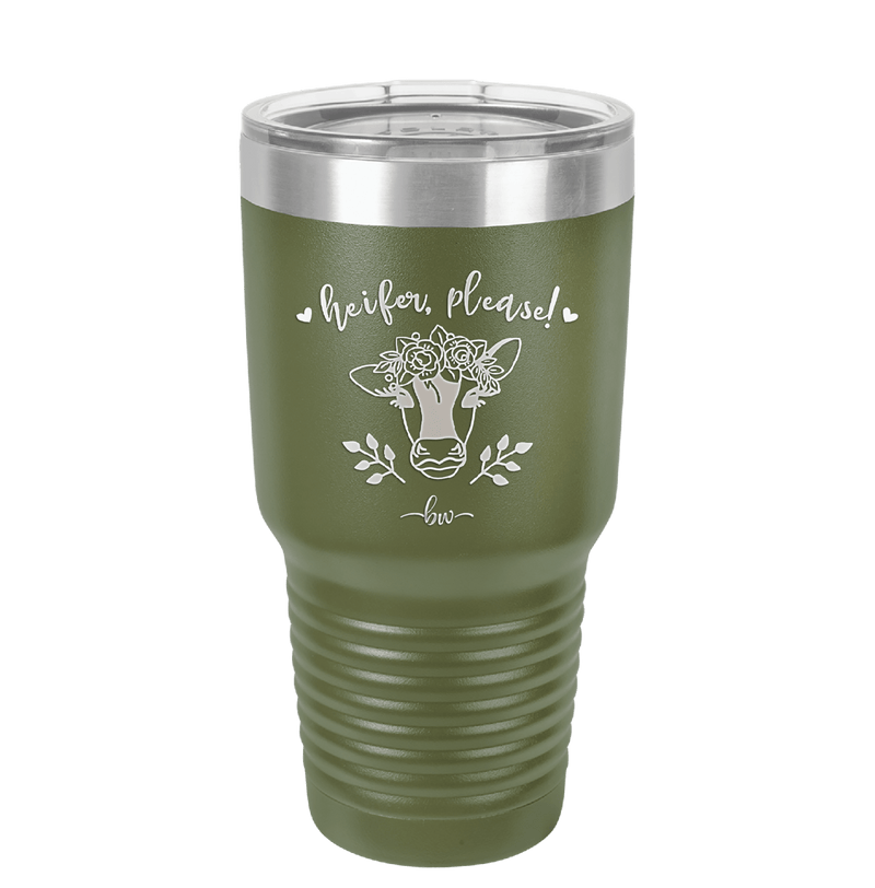 Heifer Please Floral - Laser Engraved Stainless Steel Drinkware - 1507 -