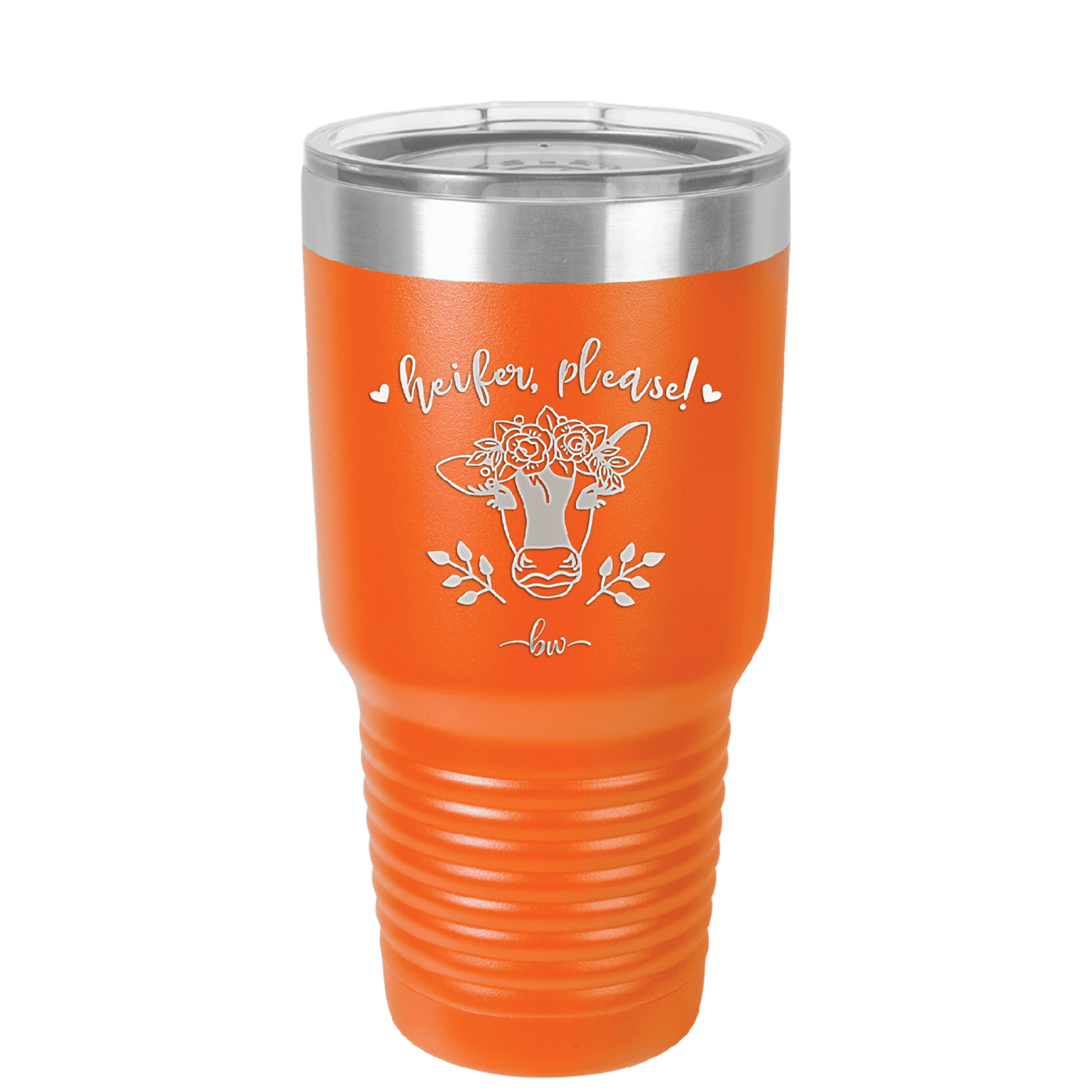 Heifer Please Floral - Laser Engraved Stainless Steel Drinkware - 1507 -