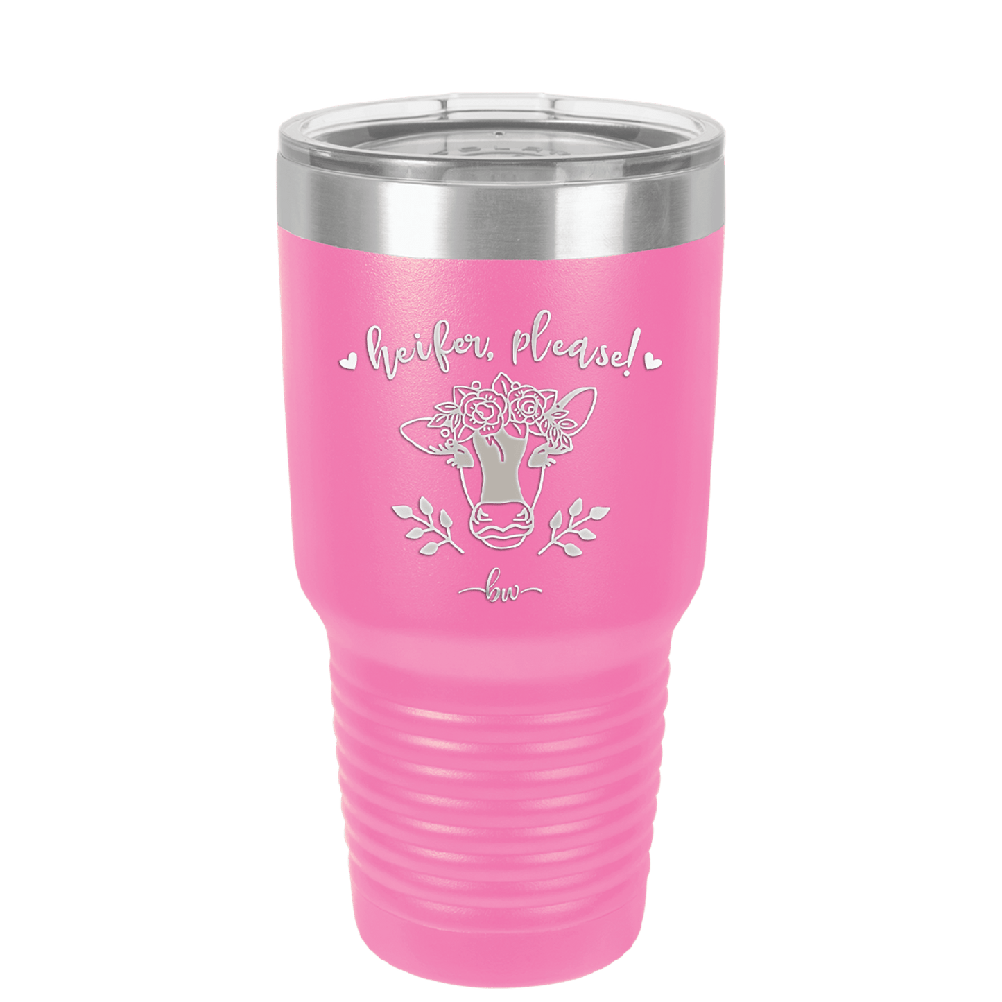 Heifer Please Floral - Laser Engraved Stainless Steel Drinkware - 1507 -