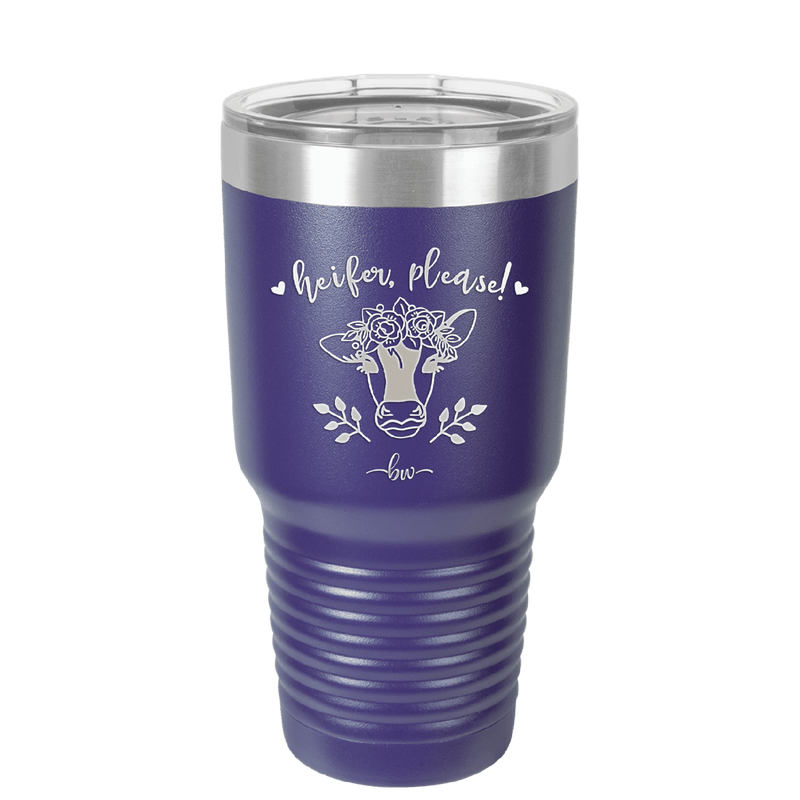 Heifer Please Floral - Laser Engraved Stainless Steel Drinkware - 1507 -