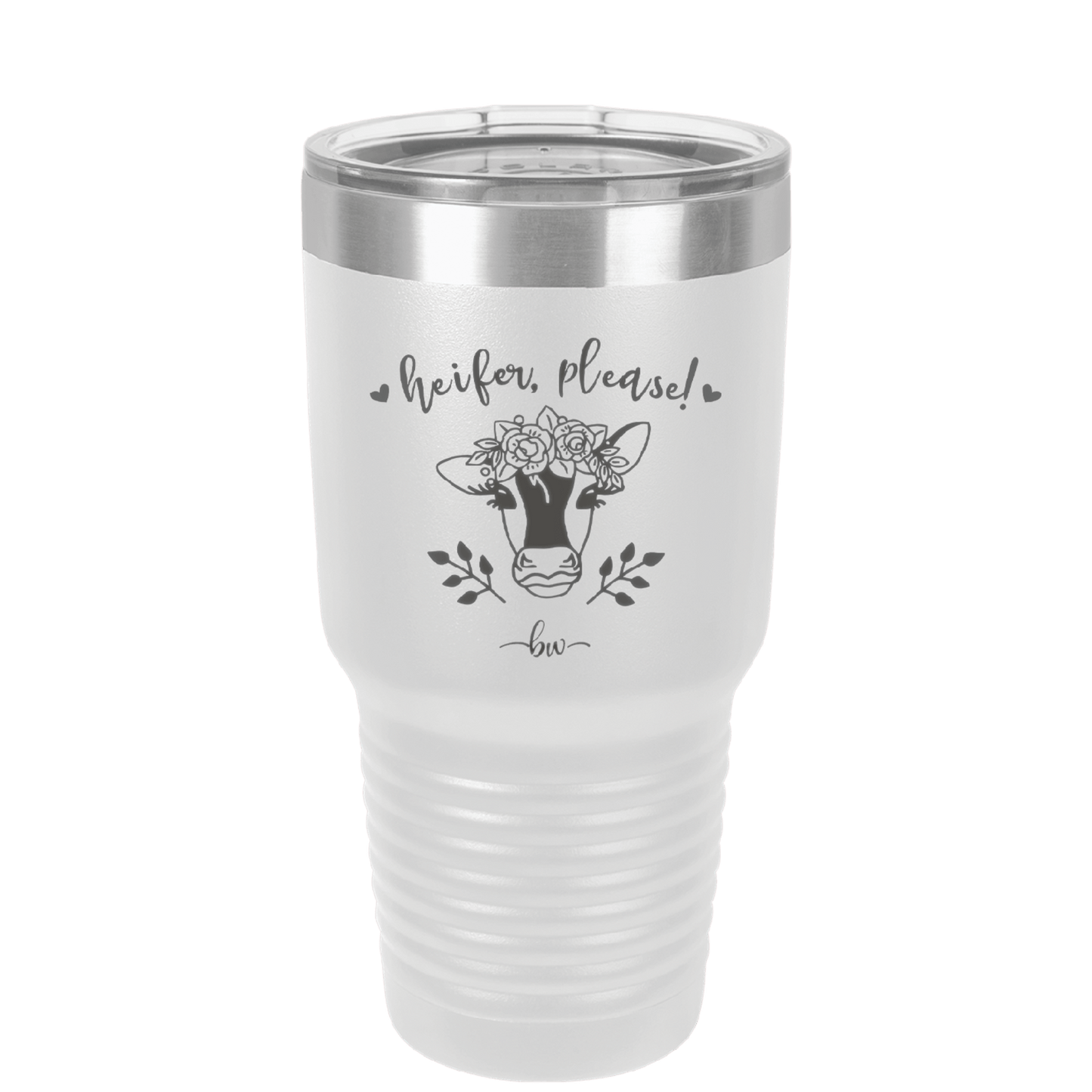 Heifer Please Floral - Laser Engraved Stainless Steel Drinkware - 1507 -