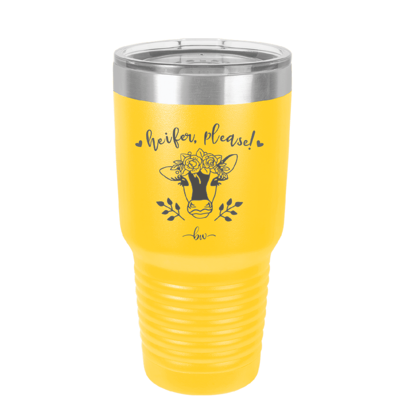 Heifer Please Floral - Laser Engraved Stainless Steel Drinkware - 1507 -