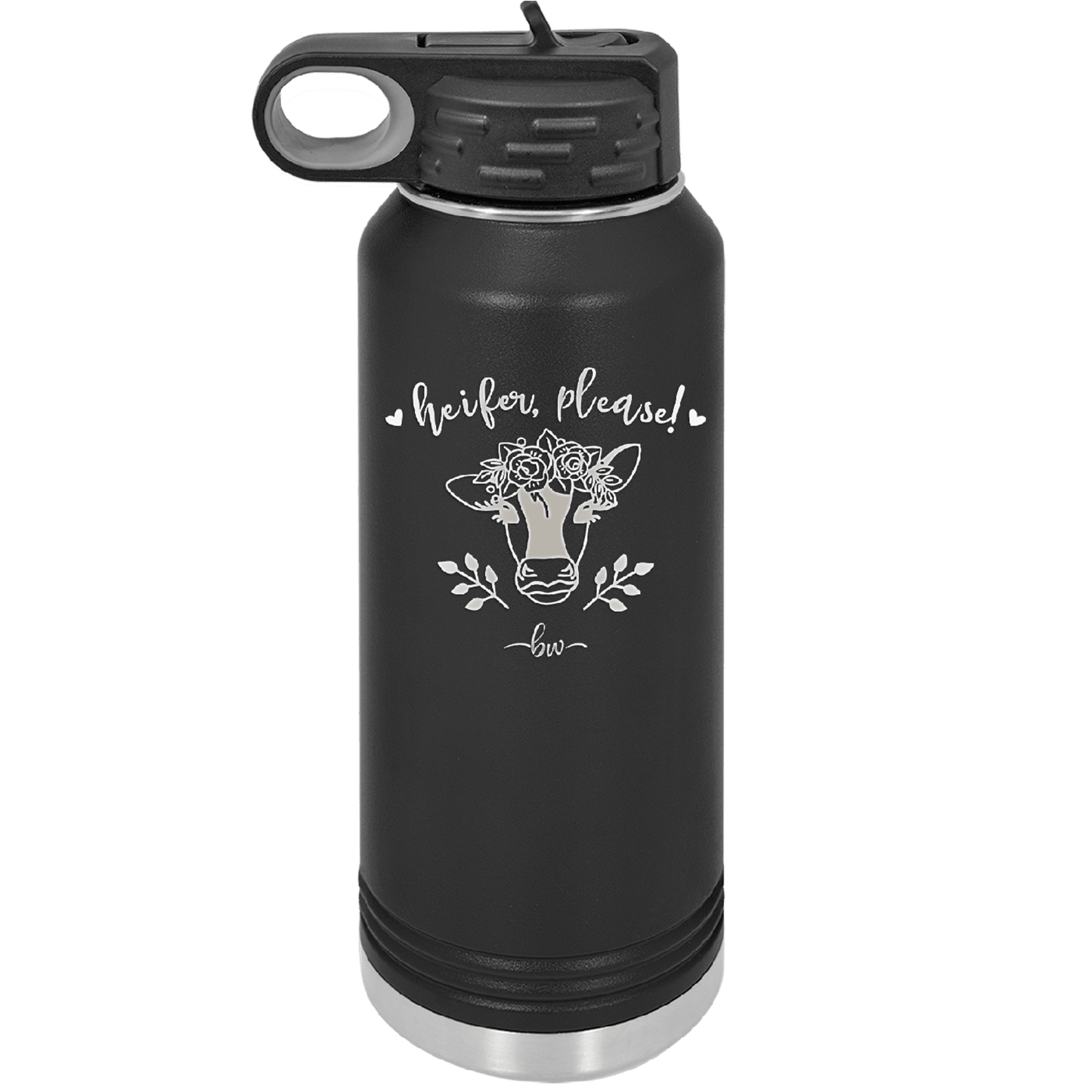 Heifer Please Floral - Laser Engraved Stainless Steel Drinkware - 1507 -